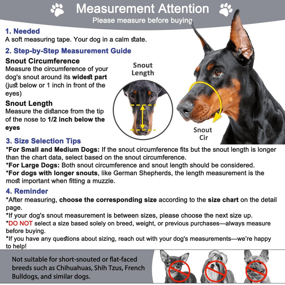 BARKLESS Dog Muzzle, Soft Basket Muzzle for Medium S(Snout 6.75-8.25"), Black