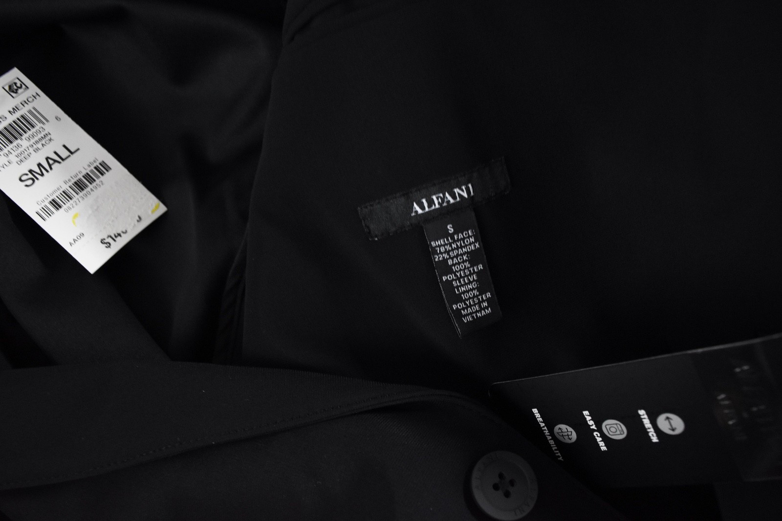 Alfani Men's Sports Coat Jacket Blazer New S M L XL XXL Black 2 Button Stretch