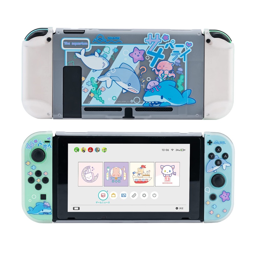 Protective Case for Nintendo Switch Console&Joycon Slim Clear Case Cover Shark