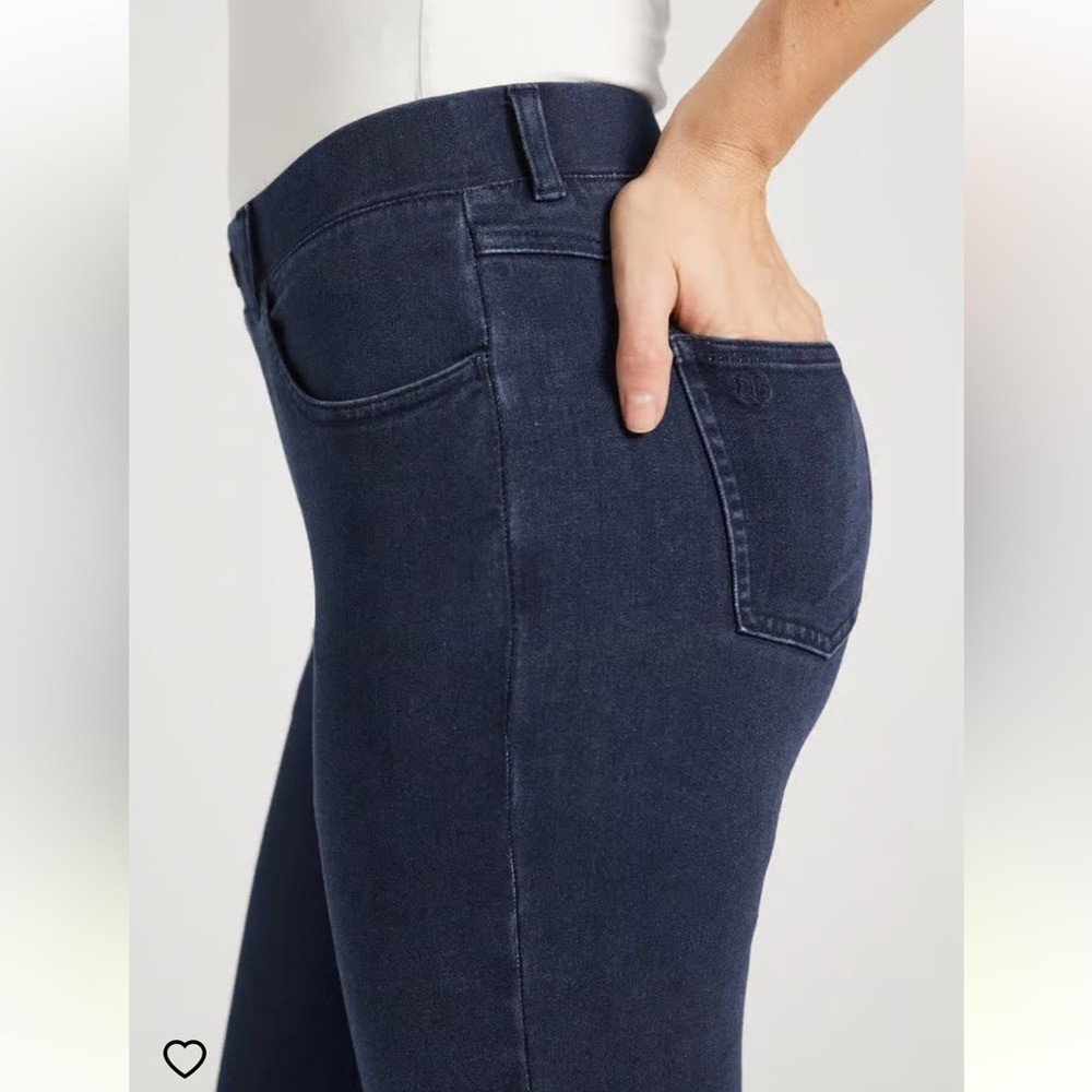 Betabrand Yoga Denim Skinny-Leg Pants | Dark Wash | Petite Medium