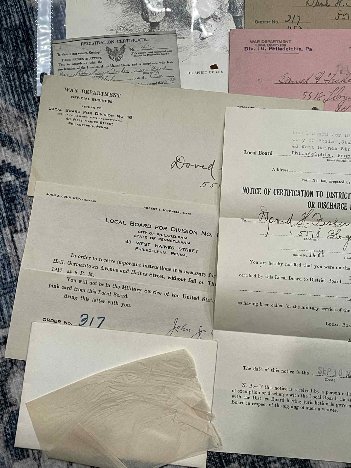 WW1 WWI Army Military 79th Division 304 Engineer AEF Document Grouping DH Fisher