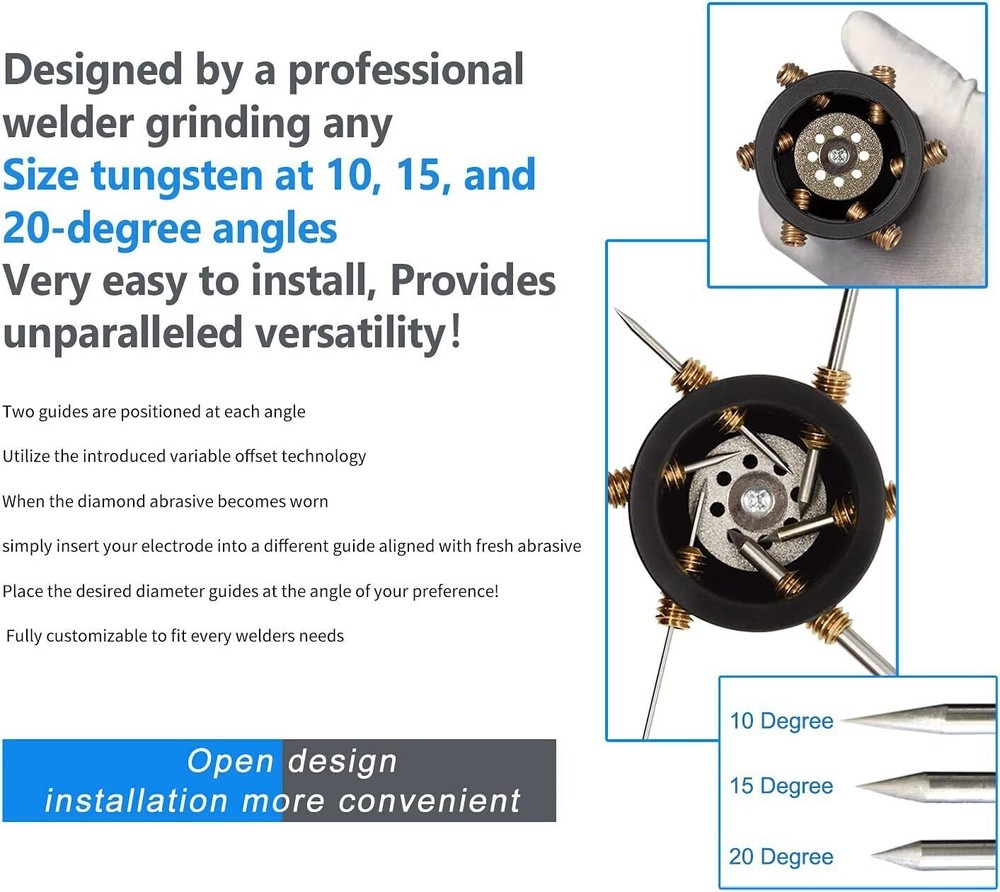 GR-12 TIG Welding Tungsten Electrode Multi-Angle Offsets Sharpener Grinder Head