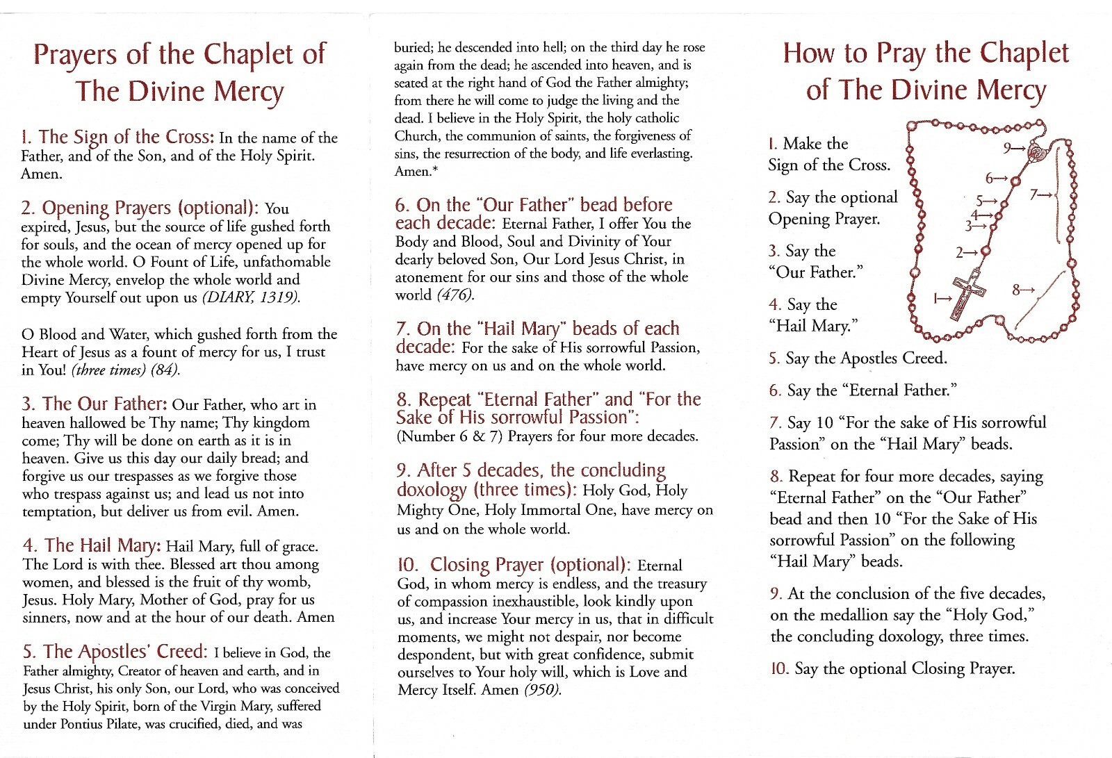 Chaplet Divine Mercy, Novena Divine Mercy Jesus, & How to Pray Rosary Pamphlets