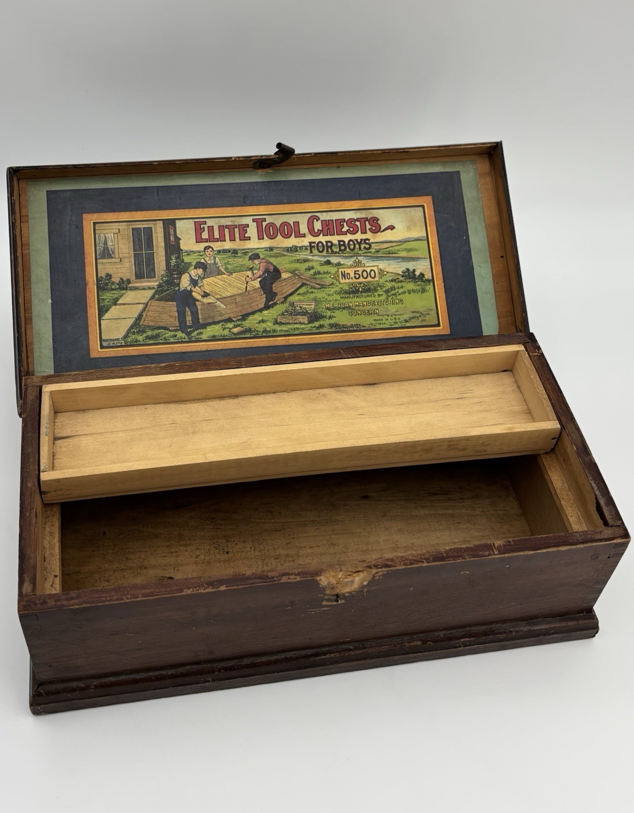 Antique Wooden Tool Chest for Boys Elite Tool Chests American Manufacturing #500