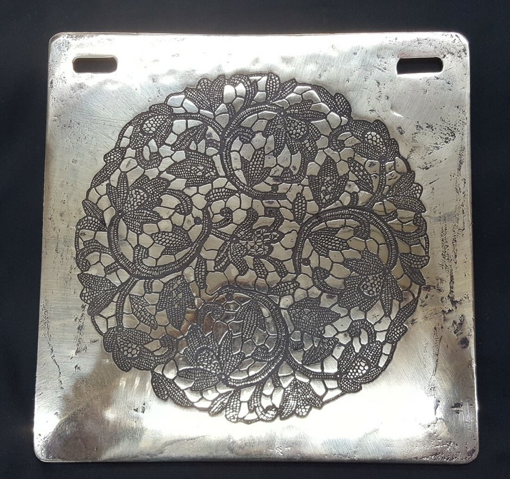 Antique Solid Brass Heavy Duty Double Sided Doily Lace Fabric Mold