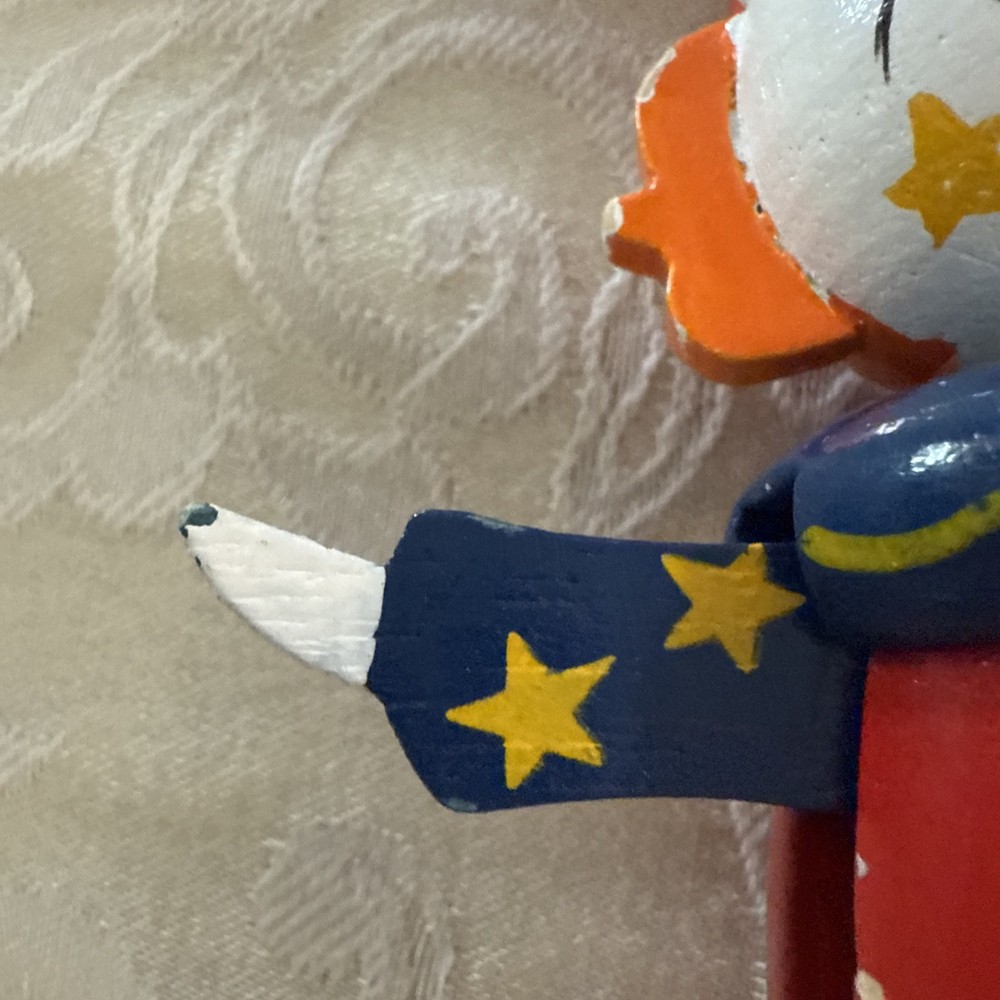 Vintage Circus Clown Wood Jumping Jack Pull String Toy