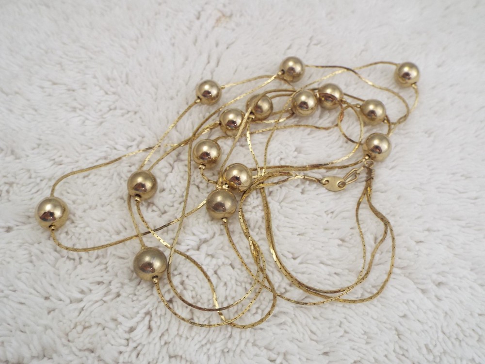 Goldtone Bead Multi Chain Necklace (K37)