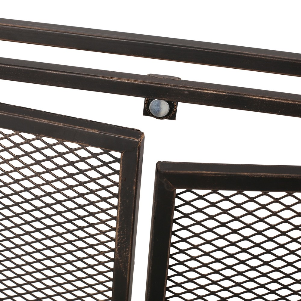 40" Iron Fireplace Screen Matte Black, Modern Single Panel with 2 Access Doors