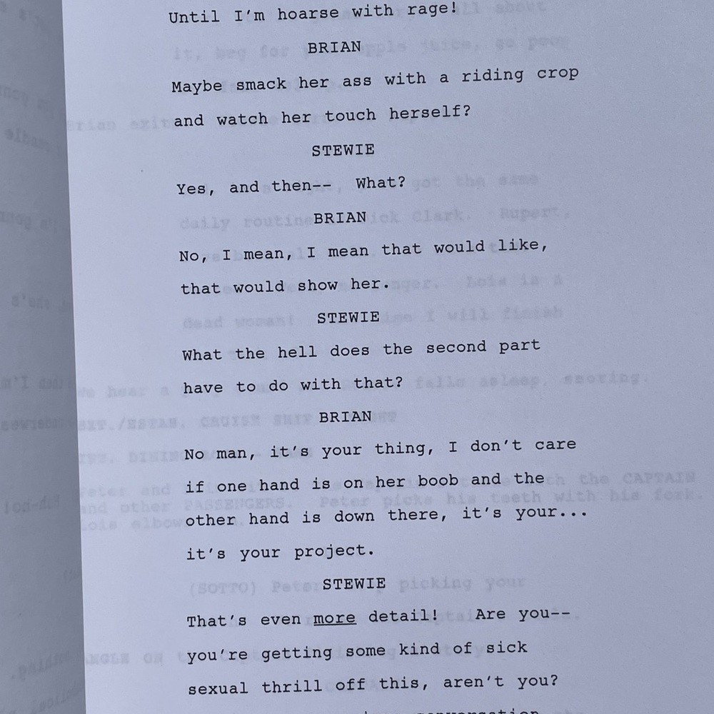 Family Guy 100th Episode SET Stewie Kills Lois Table Draft & Pre Draft Scripts