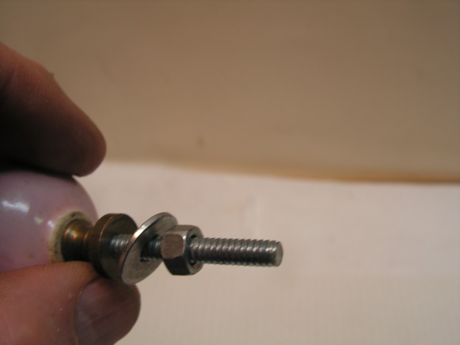 4 Vintage Porcelain Drawer Pull Handle PINK SPIRAL Cabinet Knobs NICE!