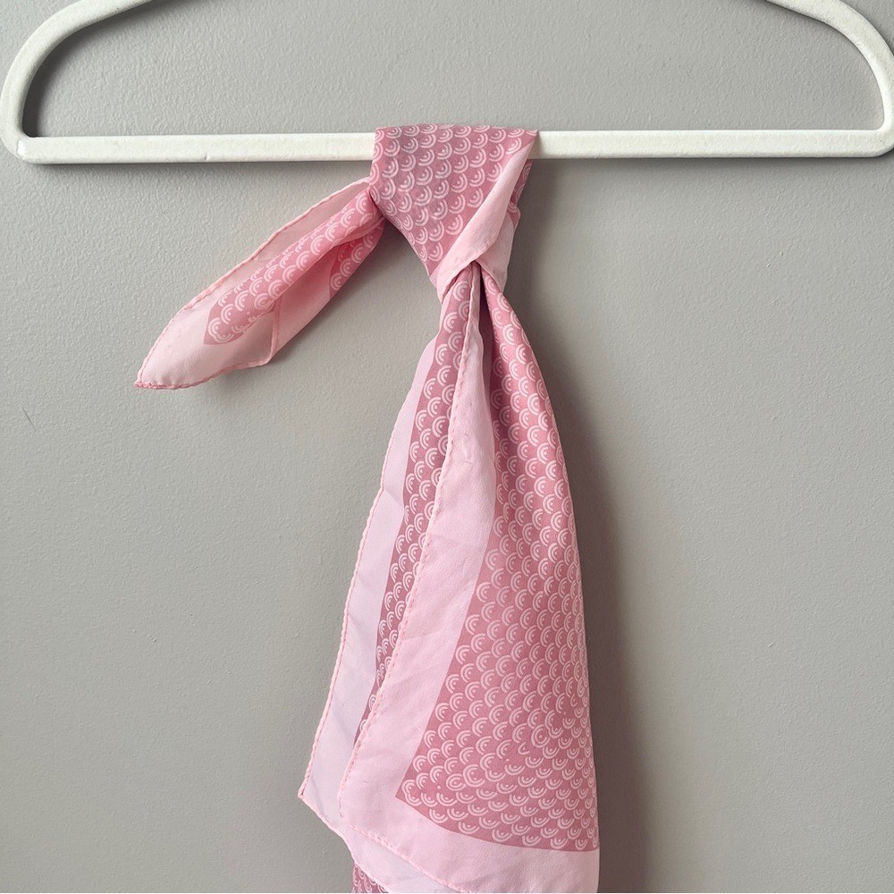 Vintage Scarf Square Retro Mod Feminine Spring Pink Burgundy Classic Office 70s