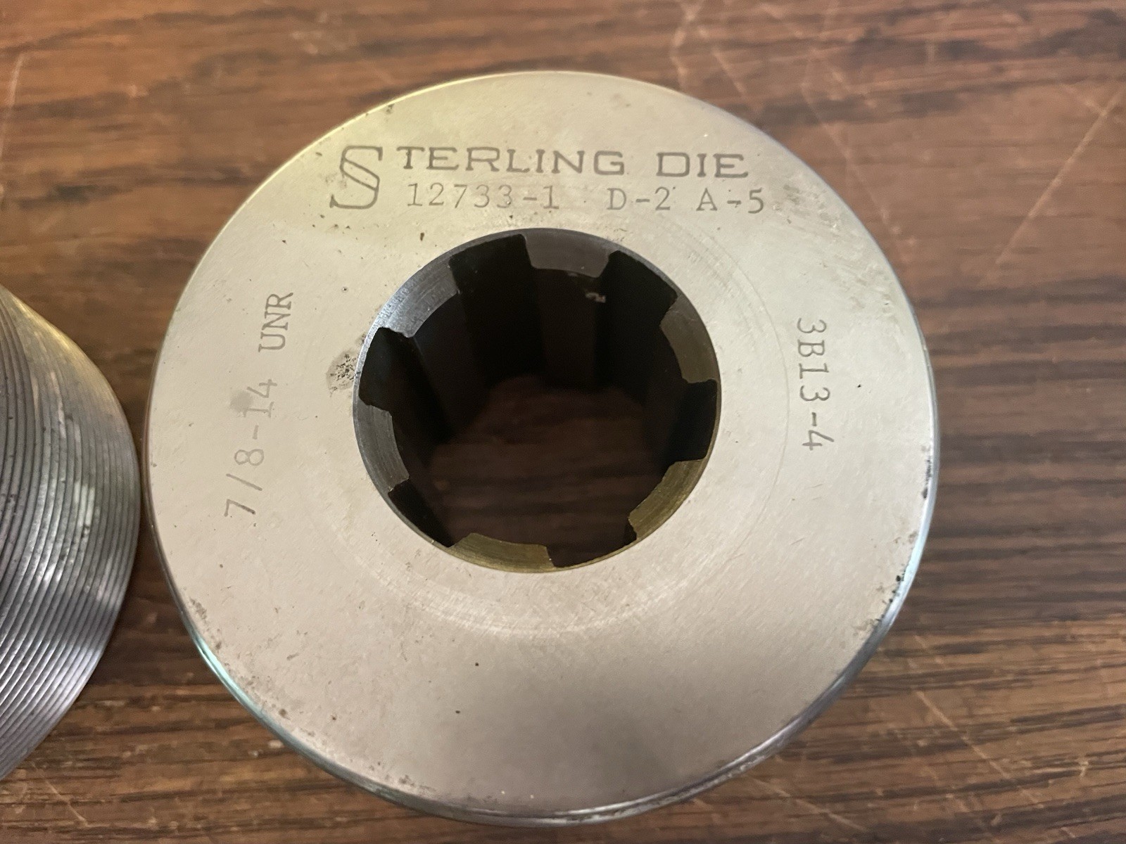 Set 3 Sterling Round Thread Rolling Dies 12733-1 D-2 A-5 7/8-14 UNR 3B13-4 Indus