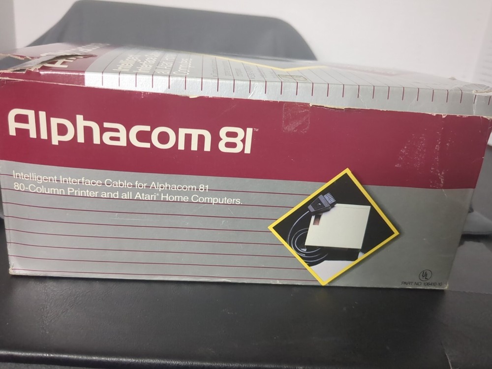 VINTAGE Alphacom 81 Dot Matrix Printer Cartridge Atari Interface Cable in boxes