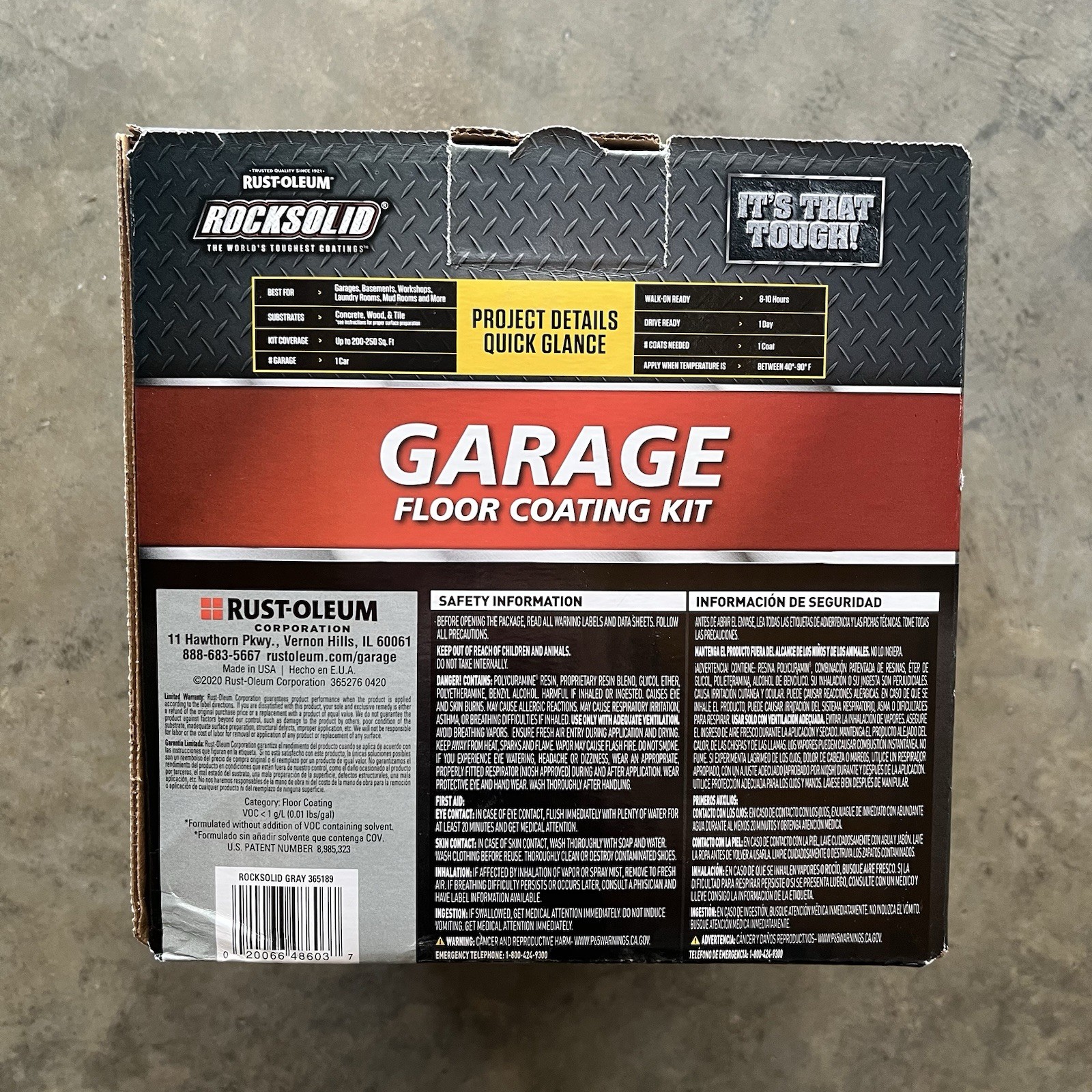 Rocksolid Garage Floor Coating Kit-60003, High Gloss 1-Car Garage Kit 90 Oz.