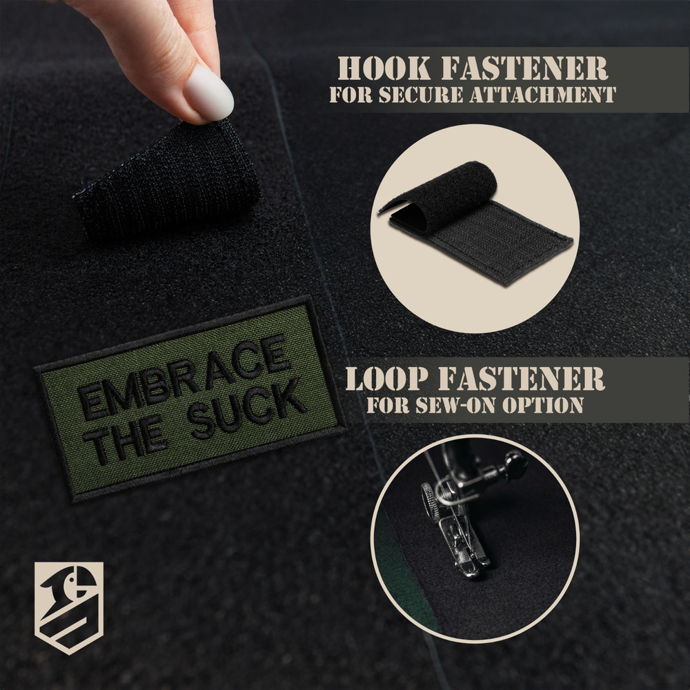 2 Pcs Embrace The Suck Patch Set, Embroidered Hook and Loop Patches
