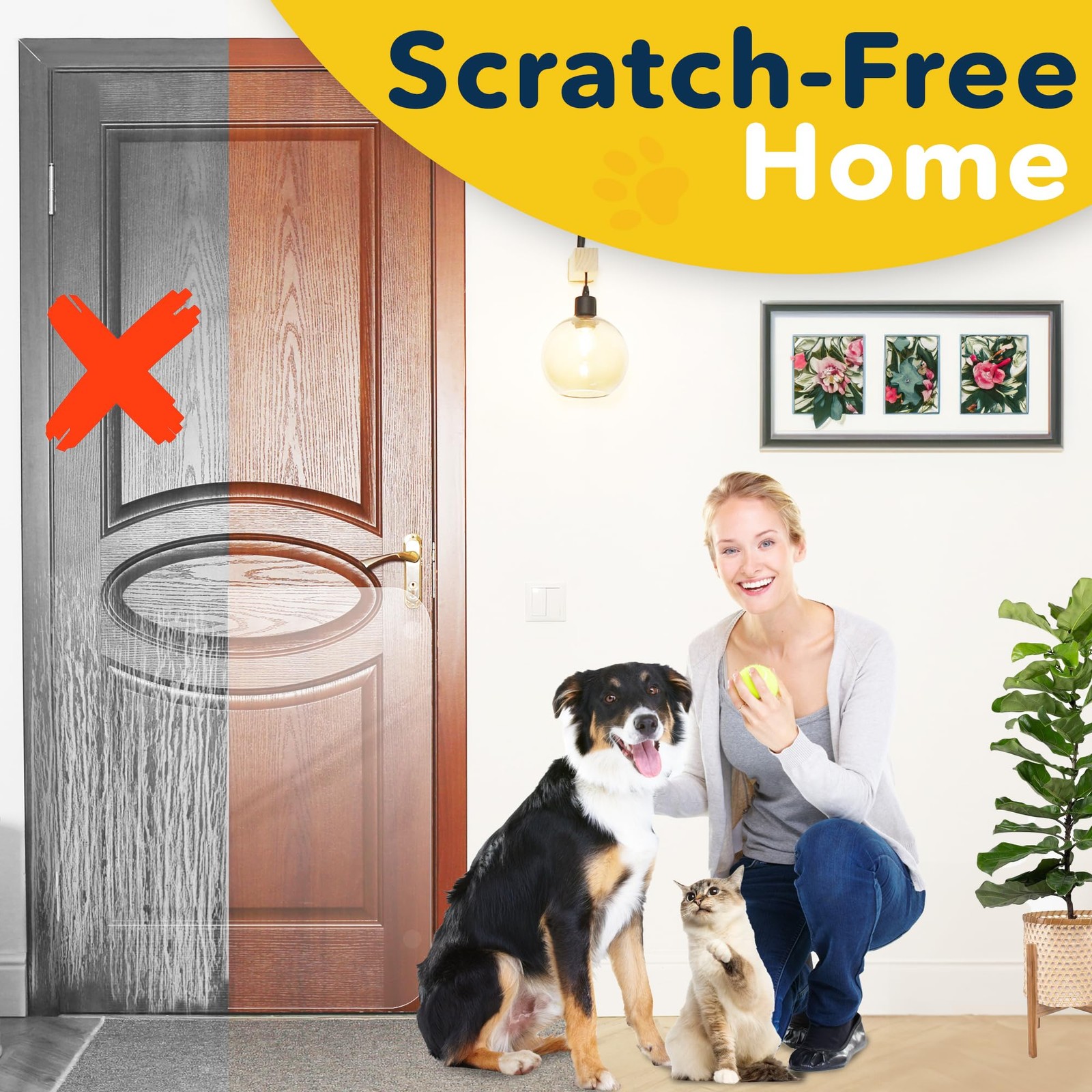 Heavy Duty Door Protector from Dog Scratching, 35 x 24” Clear Door Scratch Pr...