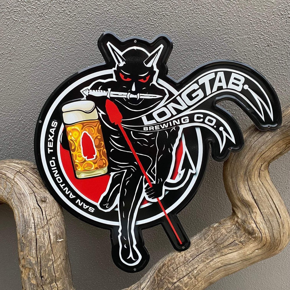 Longtab Brewing Co "Devil's Brigade" Tin Tacker Metal Beer Sign