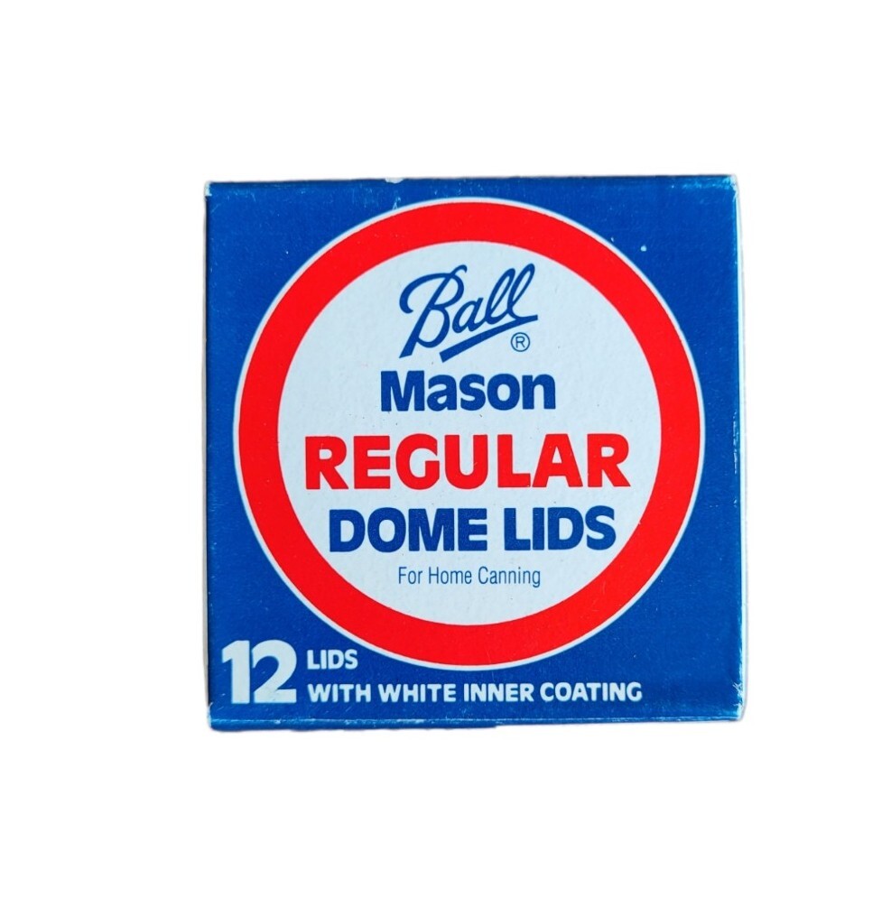 BALL Mason Regular Dome Lids 12 Ct Blue Red Box