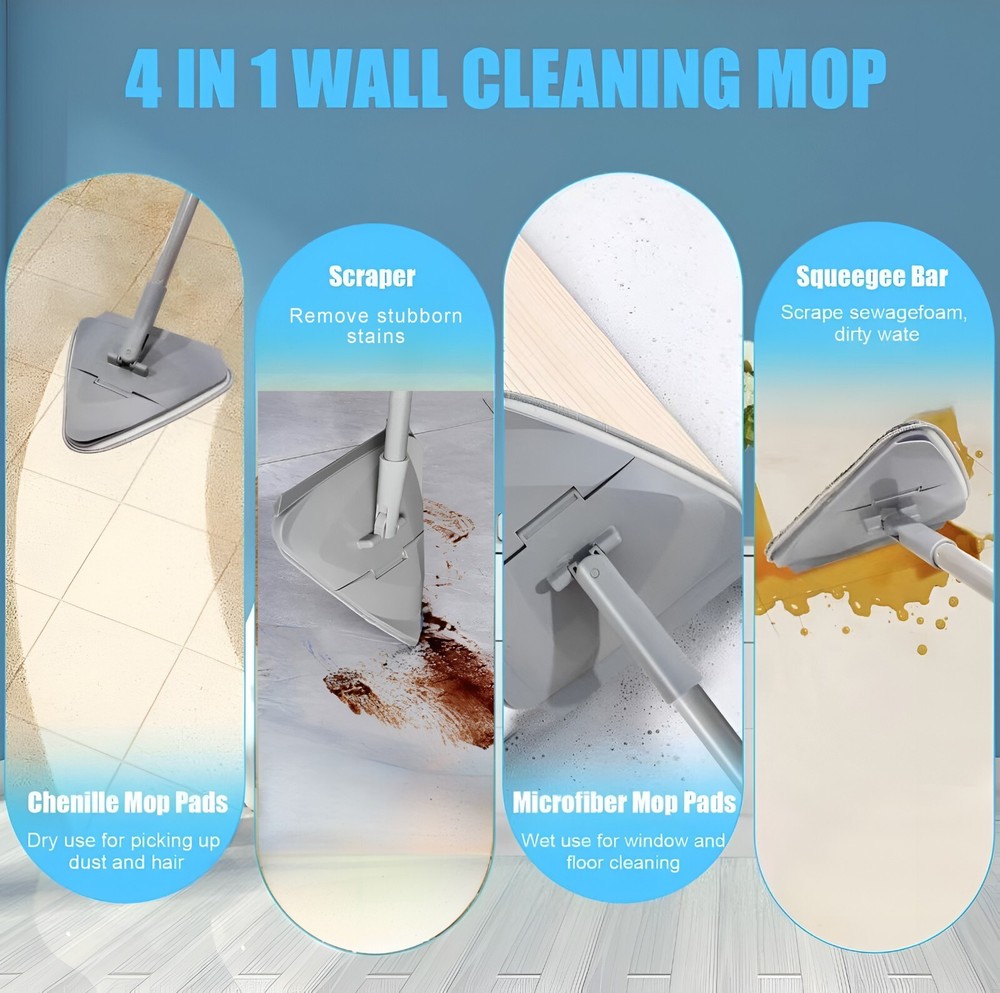 Wall Cleaning Mop with Long Handle, Ceiling Cleaner Tool Duster Adjustable 98"