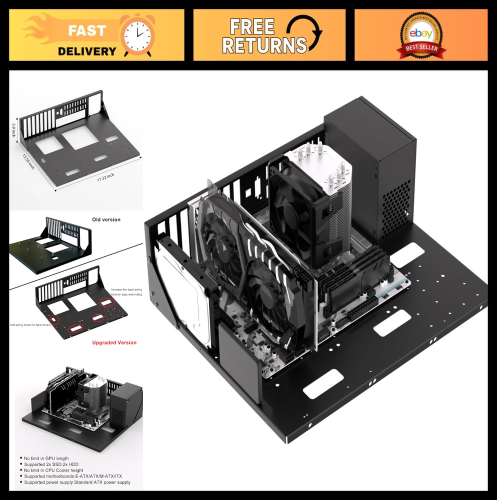Open Air PC Test Bench Case - ATX EATX MATX ITX DIY Computer Chassis Frame