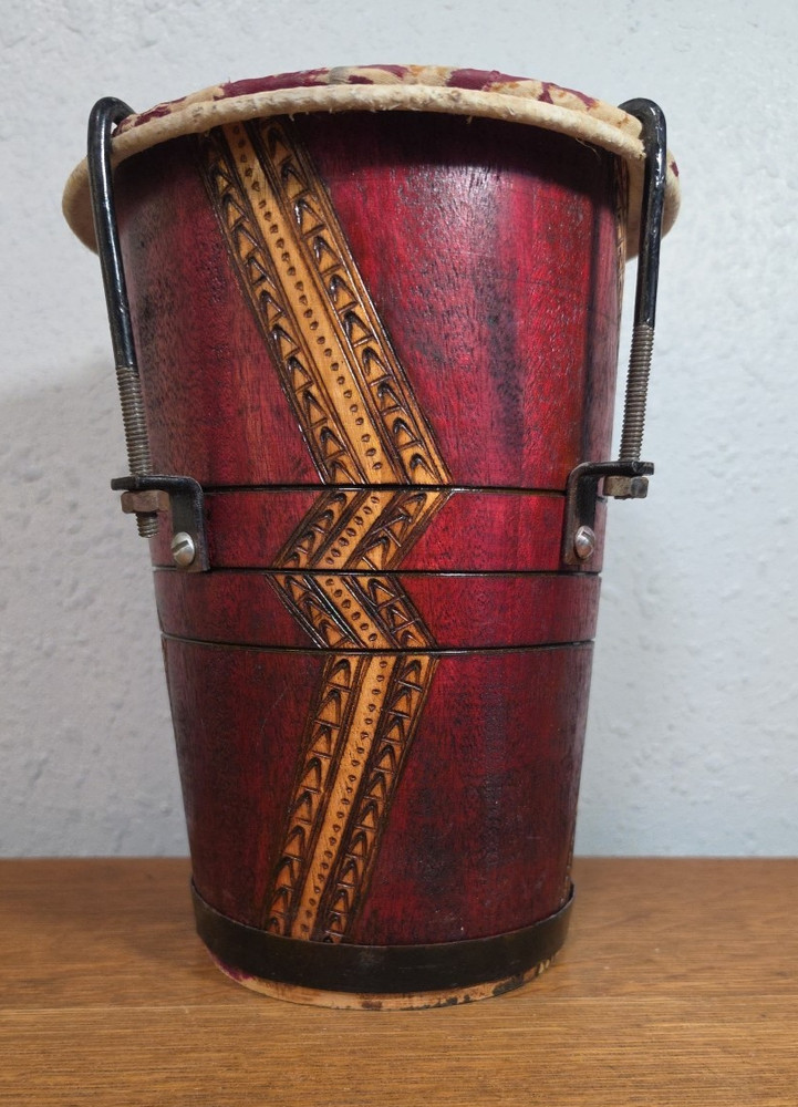 Hand Held Drum, Hand Crafted Drum Likely a Bongo?