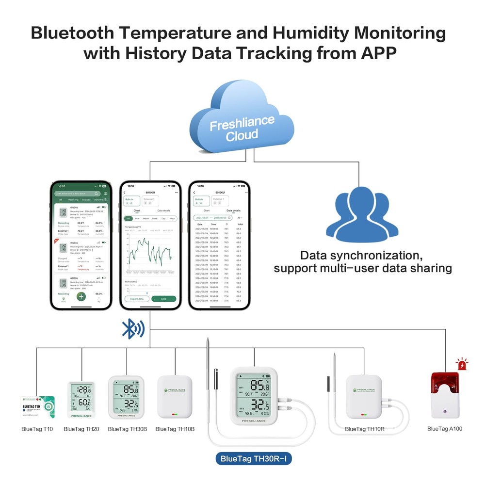 Freshliance Room Thermometer Indoor, Bluetooth Without External Probe