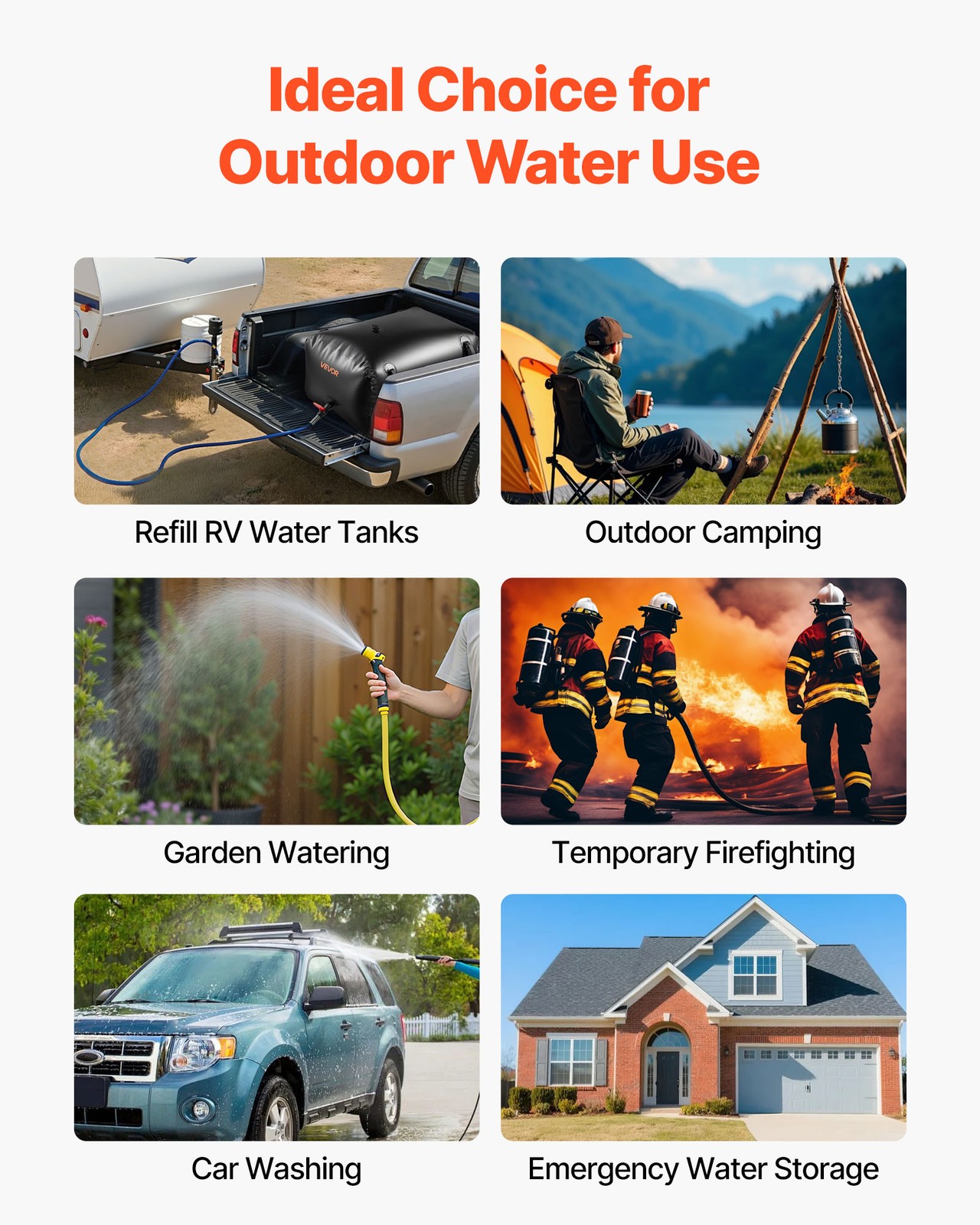 VEVOR 63.4 Gal Collapsible Water Storage Bladder 1000D PVC Water Storage Bag