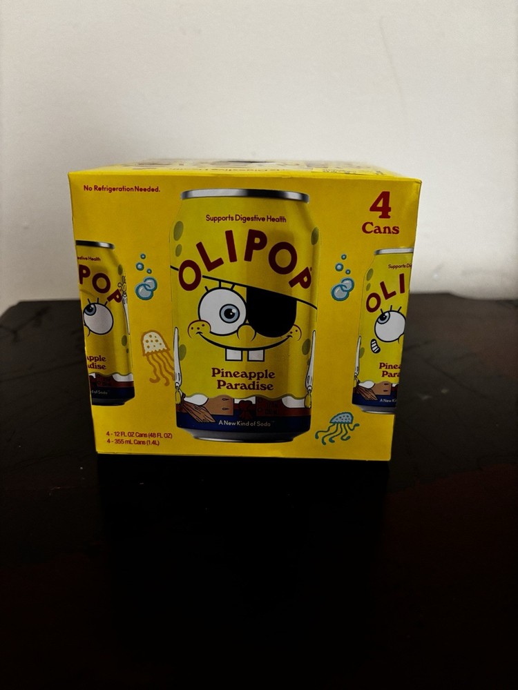 SpongeBob OLIPOP Pineapple Paradise Prebiotic Soda 4-Pack