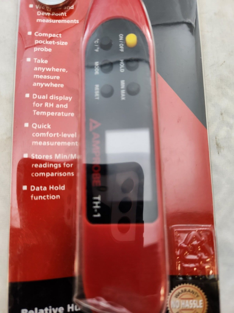 Amprobe TH-1 Compact Probe Style Relative Humidity Meter Dual display PRISTINE!