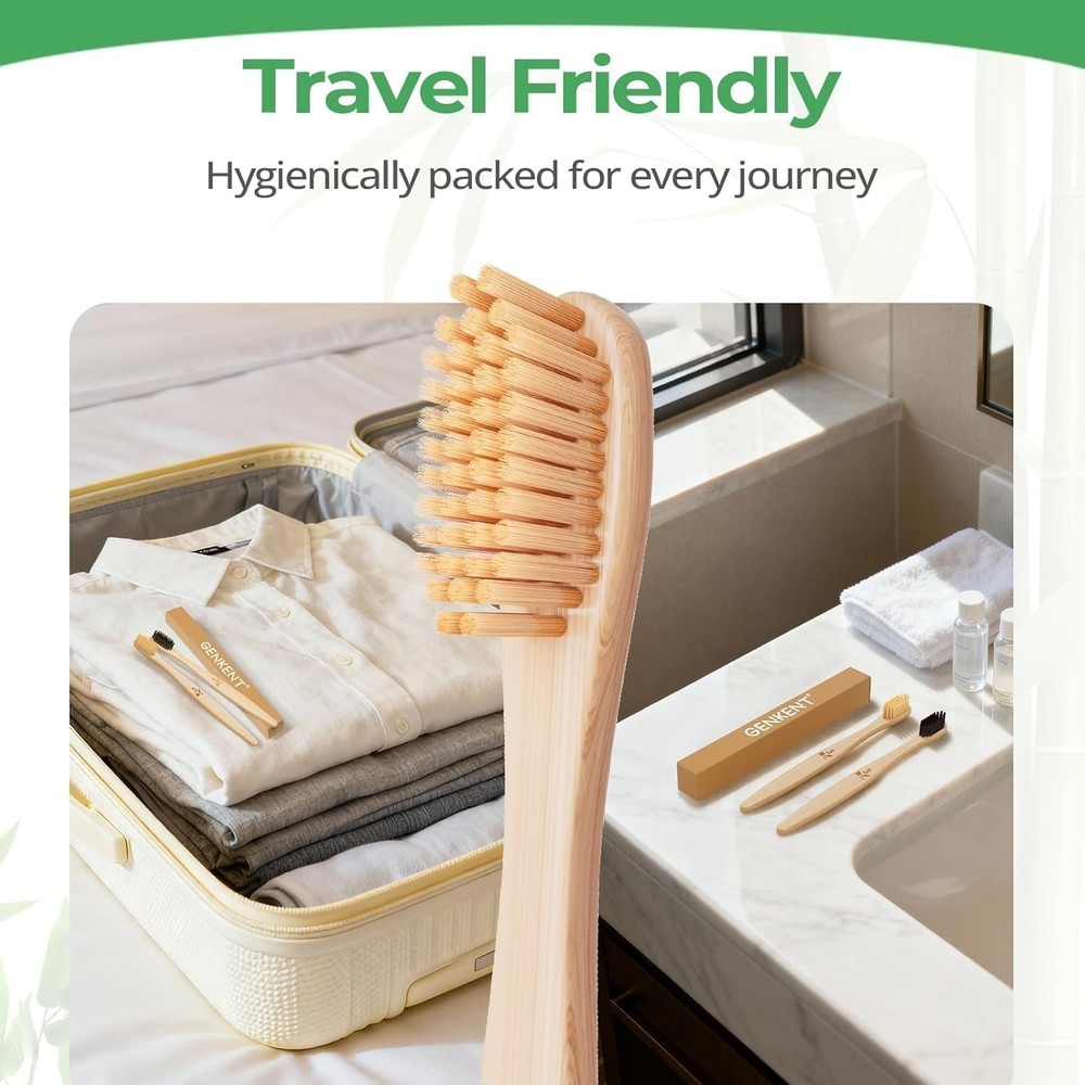 Bamboo Toothbrushes 12 Pack Biodegradable Soft Medium Charcoal Bristles