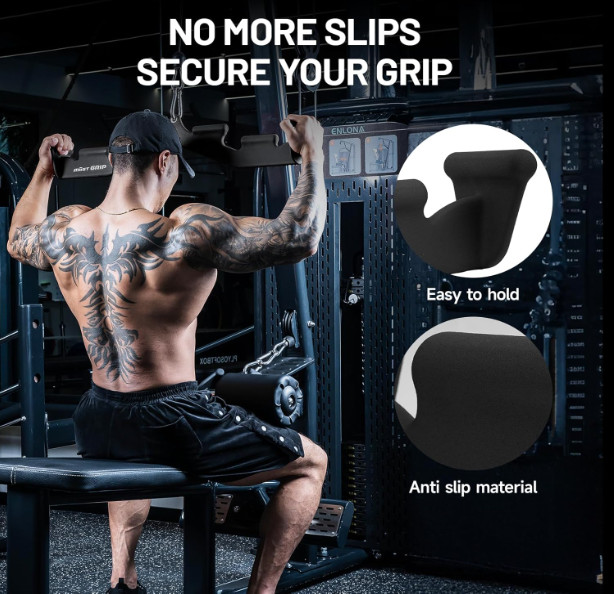 Pull Down Bar with 6 Ergonomic Handles, Wide & Neutral Grip LAT Attachment