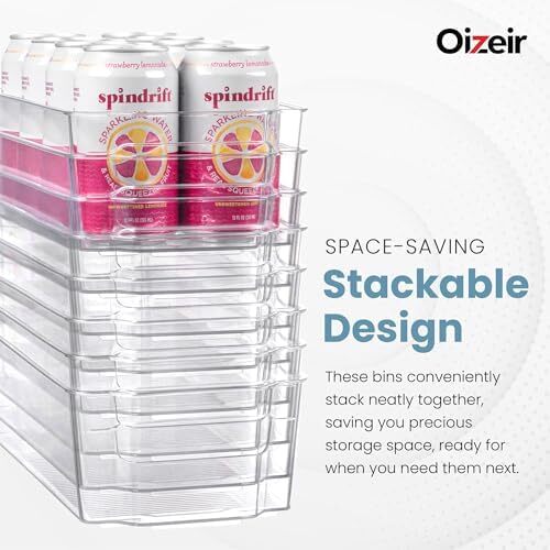 Oizeir 8 Pack Clear Plastic Fridge Organizer Bins – Stackable Refrigerator & P