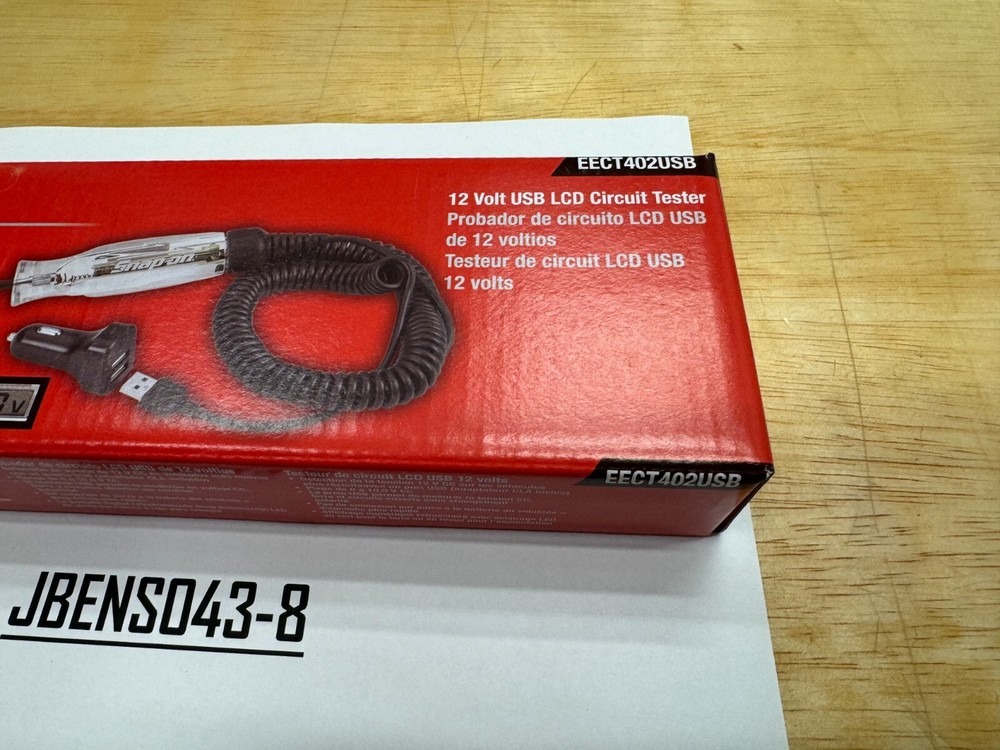 Snap-on Tools NEW 12V Digital Display Circuit Tester with USB Plug EECT402USB
