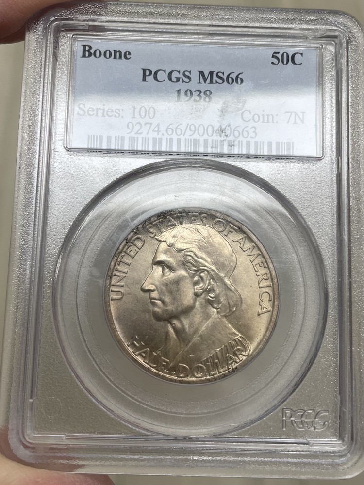 1938 Boone Commemorative Silver Half Dollar PCGS MS66
