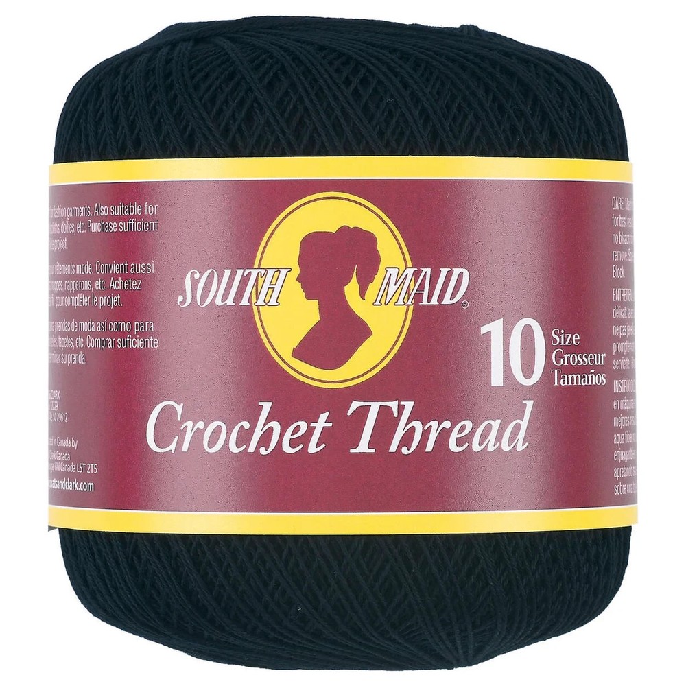 South Maid Crochet Thread, Size 10 "Black"   3 Pack