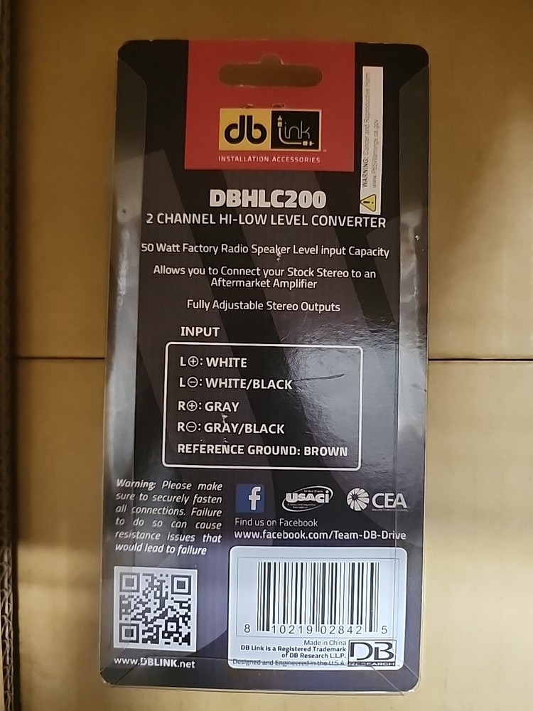 DB DBHLC200 High-Low Converter RCA Input Adjustable Output Level Control Hi-Lo