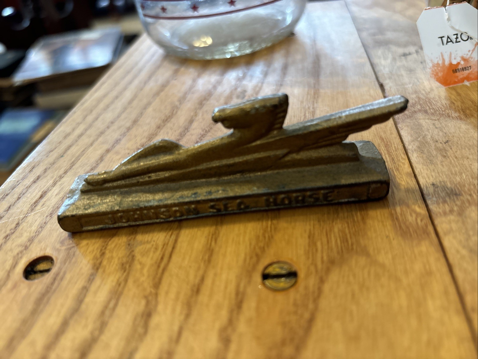 RARE Vintage Johnson Boat Sea Horse Motor Cast Iron Advertising 4” Paperweight