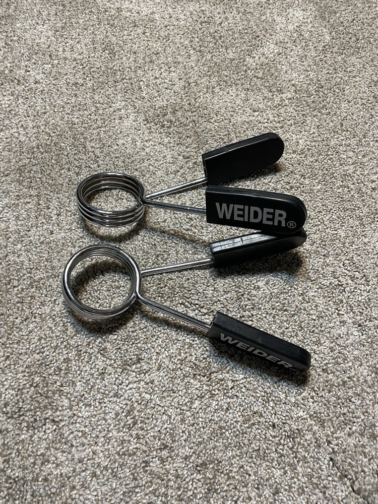 Weider Olympic Size Spring Collars 2" Clips for Barbell, Large
