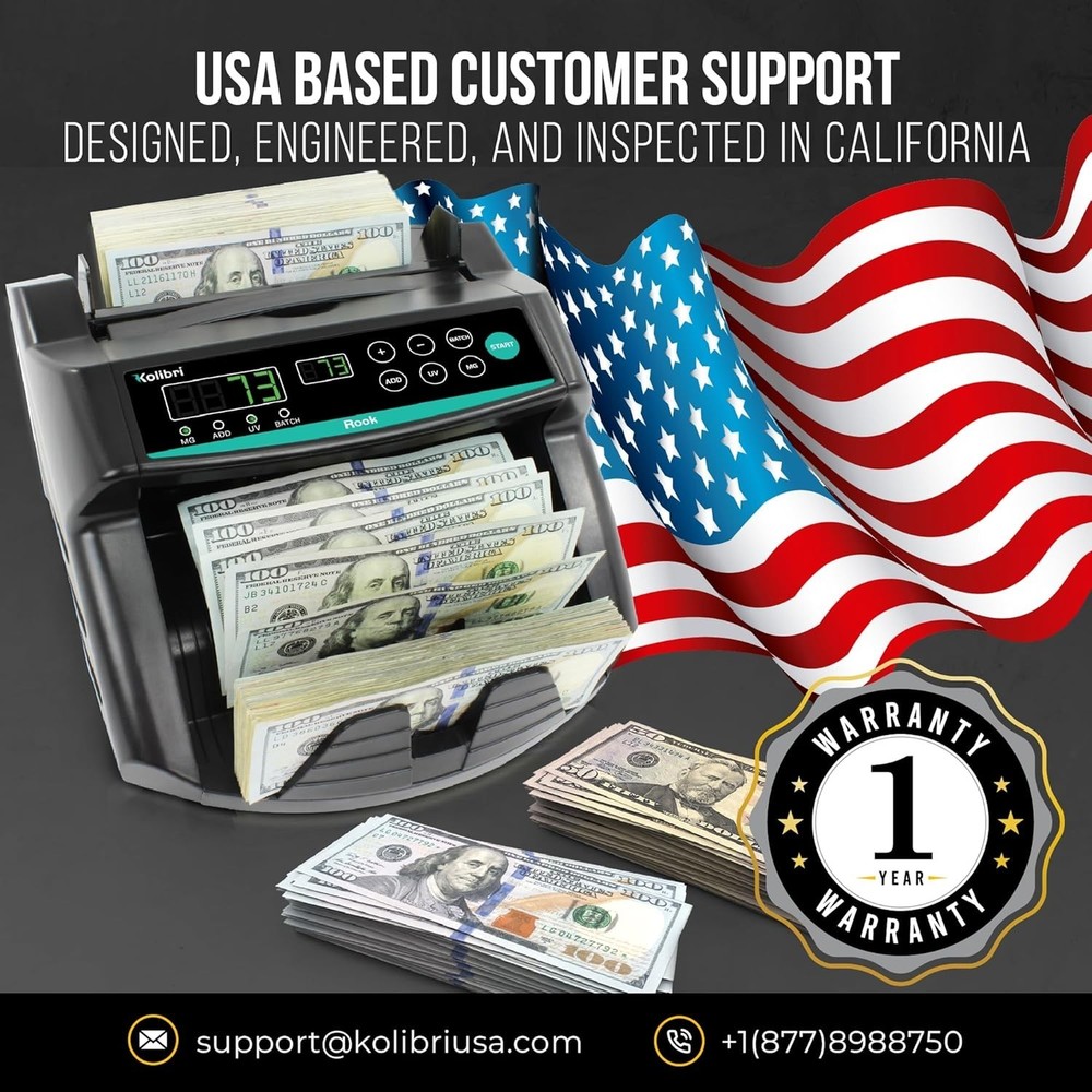 Multi-Function Cash Counter Machine - Rook with 1,400 Notes/Min & 1- Support