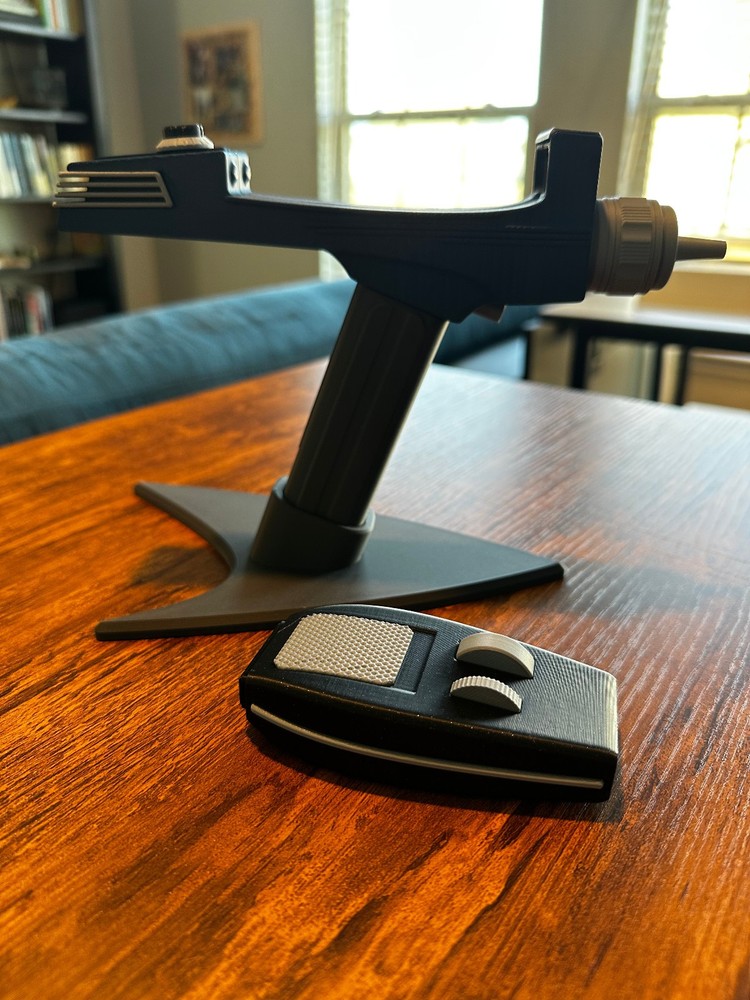 Star Trek Type II Phaser 3D Printed Prop Replica w/ Stand & Removable Type I