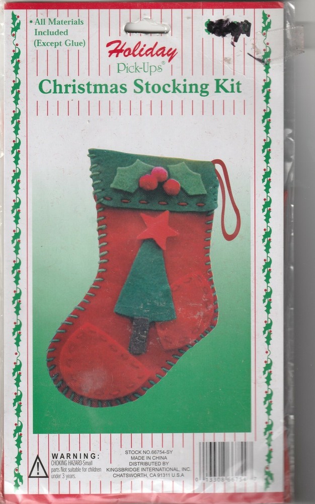 Felt Christmas Stocking Kit - Pre cut Beginner kit NIP