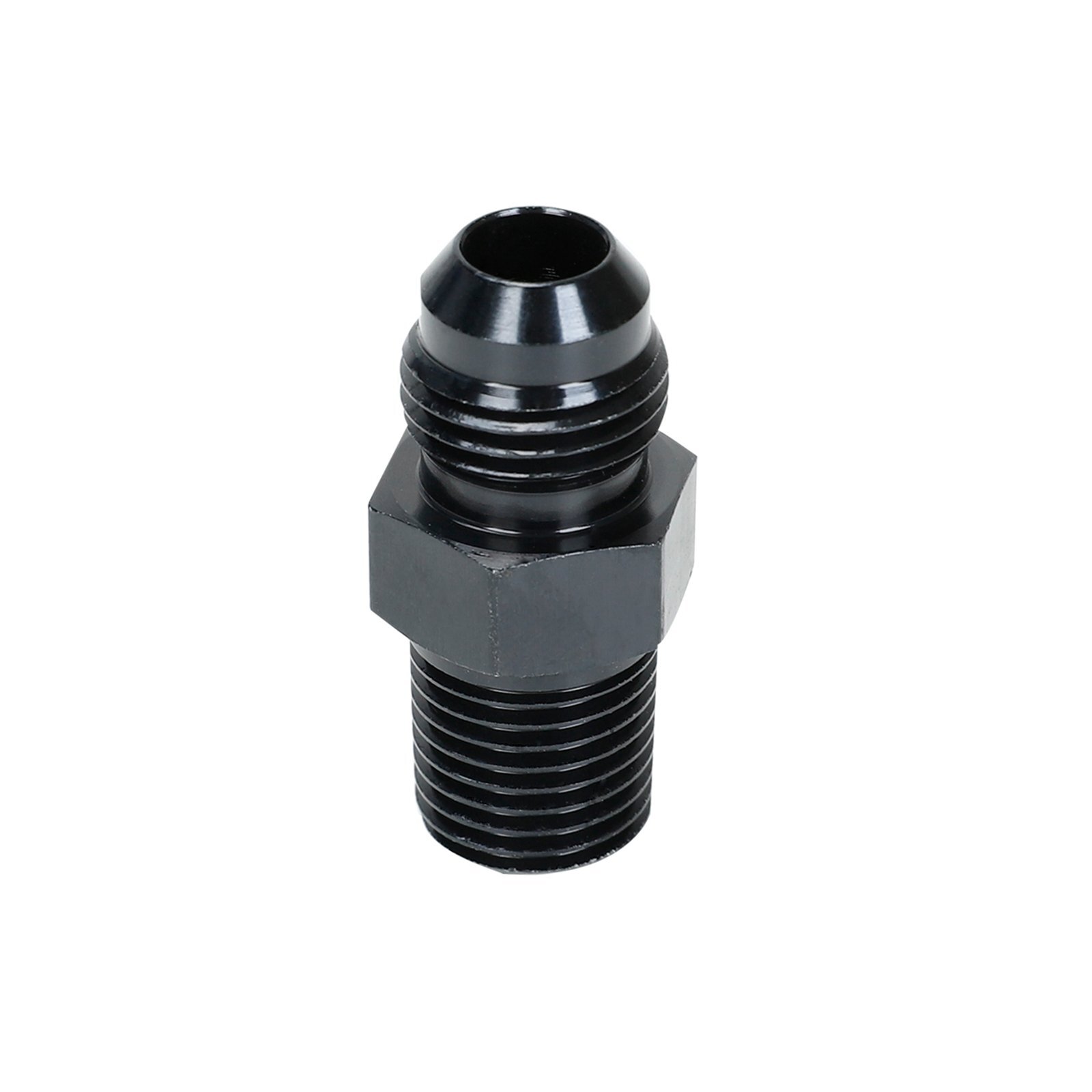 1/4 NPT to 6AN Adapter Straight Pipe Thread to 6 AN Flare Fitting Black