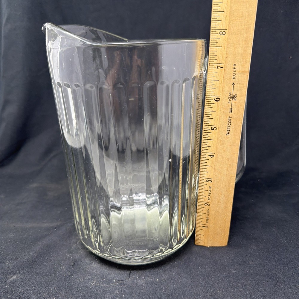 VTG Ribbed Clear Glass Beverage Pitcher National Pattern Hobnail Pattern/ Bottom
