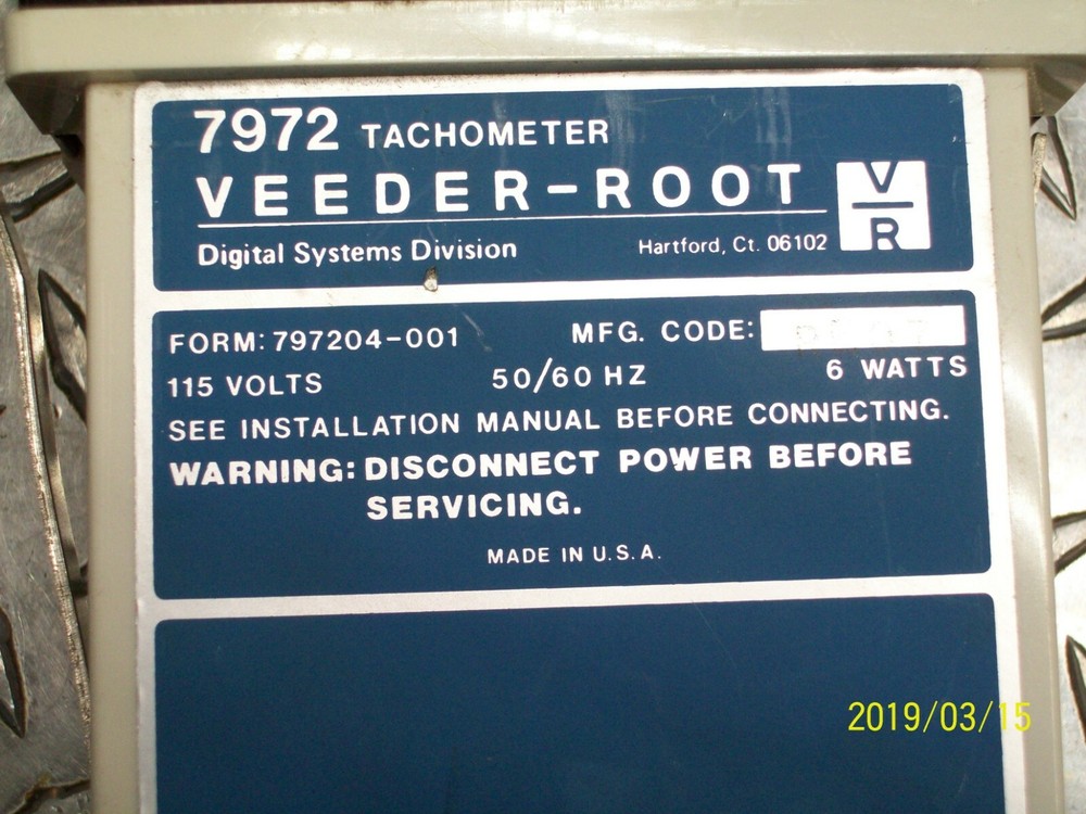 VEEDER-ROOT 7972 TACHOMETER 797204-001