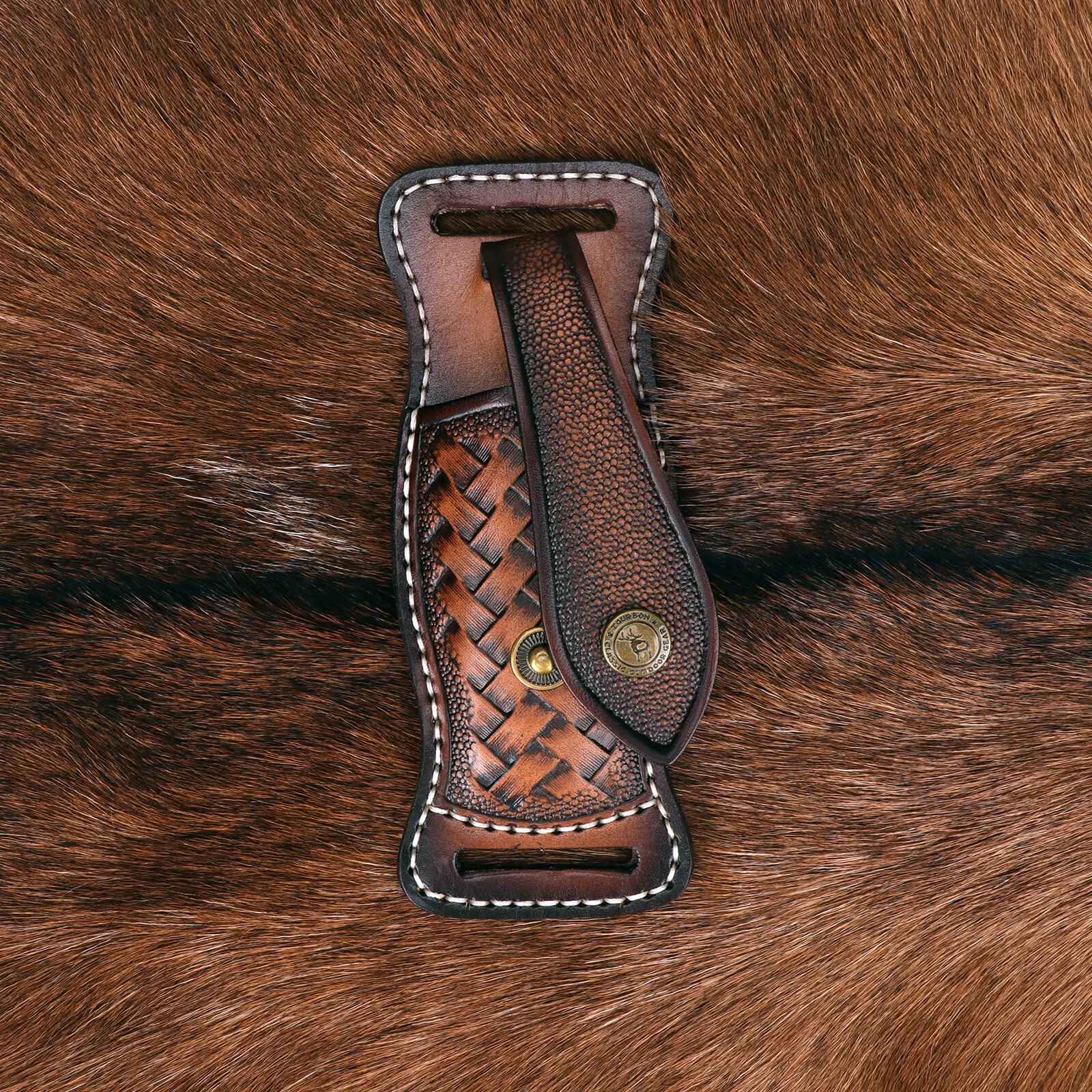 TOURBON Leather Folding Blade Knife Sheath Belt EDC Knives Cover Case Horizontal