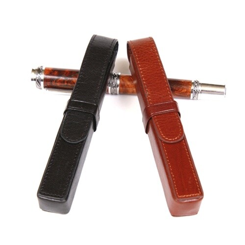 Leather Pen Box - Black Single