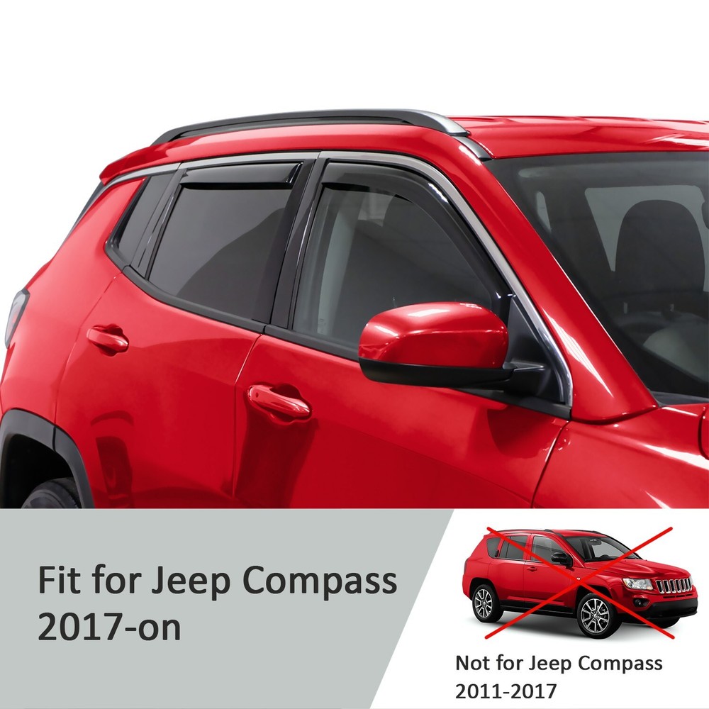 Sun Rain Visors Wind Rain Guards for 2017-2025 Jeep Compass