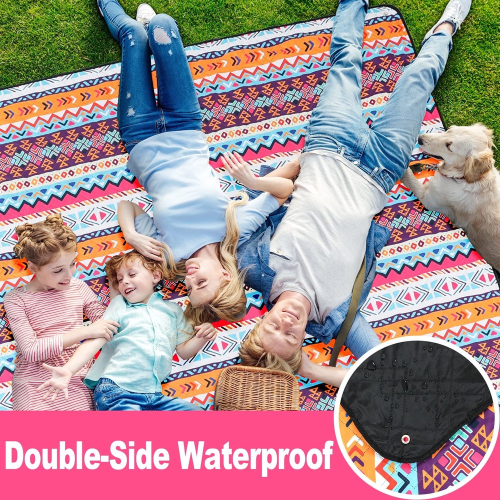 PY SUPER MODE Extra Large 83x79" Waterproof Foldable Outdoor Beach Picnic Blanke