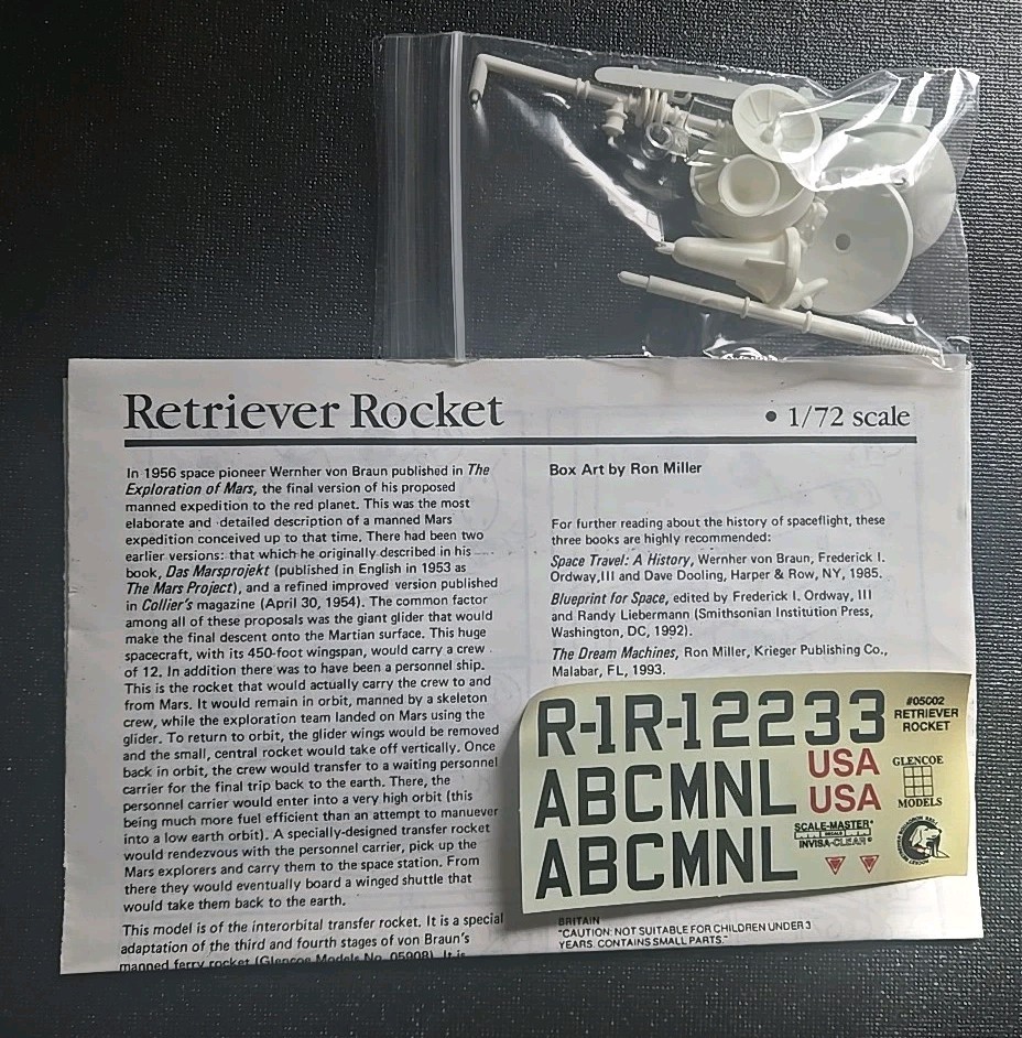 2 Glencoe Retriever Rocket/Lunar Lander 1/72 1/96 Model Kit Bundle- Open Started