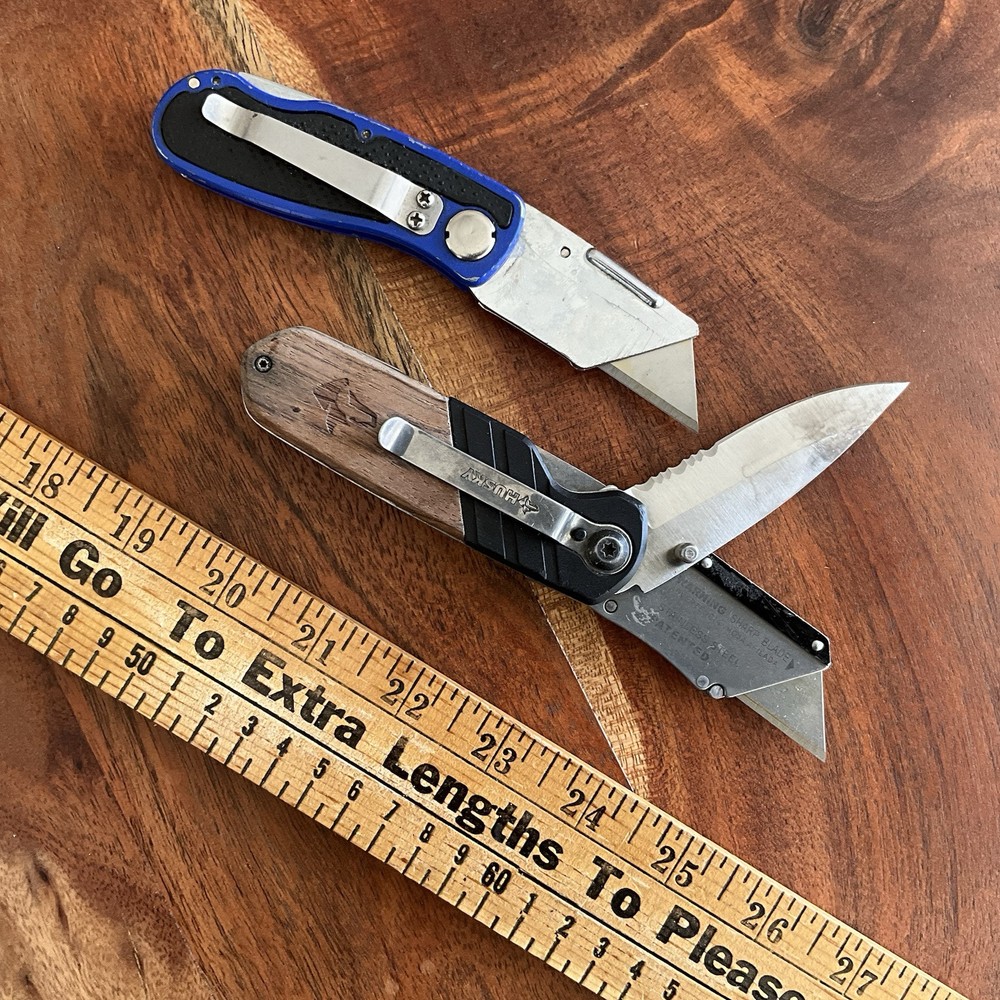 Lot of 2 Folding Replaceable Locking Box Cutter Utility Knifes